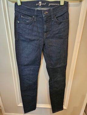 7 For All Mankind dark denim stretch jeans size 24.  Great condition. Never worn